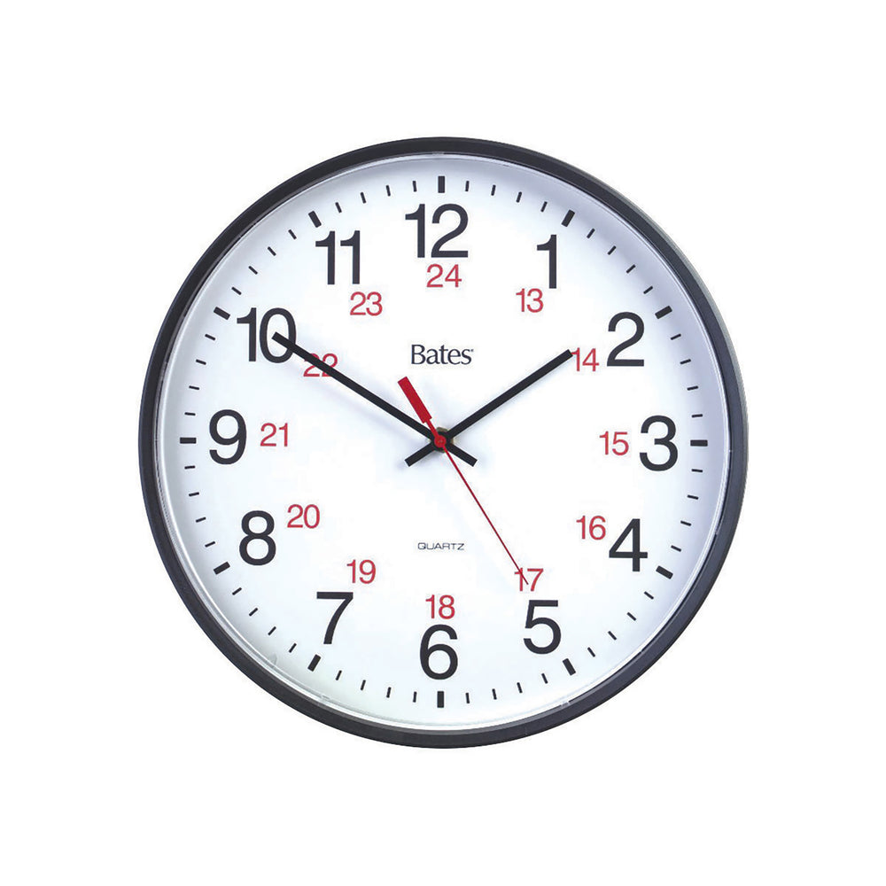 GBC Bates 1224BK Commercial Quartz Computer Clock - 12/24 Hours - Black Frame - 12"