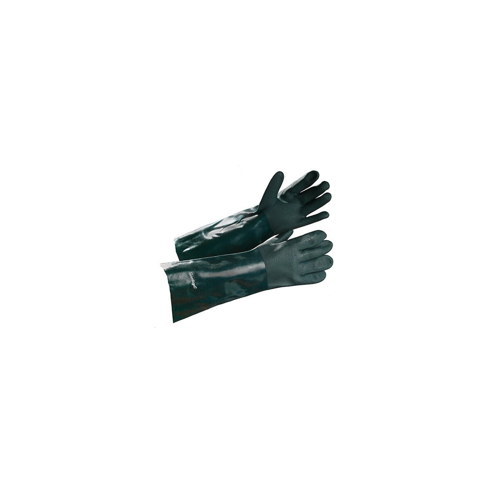 Forcefield Lato-Grip Heavy Duty PVC Coated Cotton Gloves Sleeve, Black, Fully Coated, 18", One Size, Pair