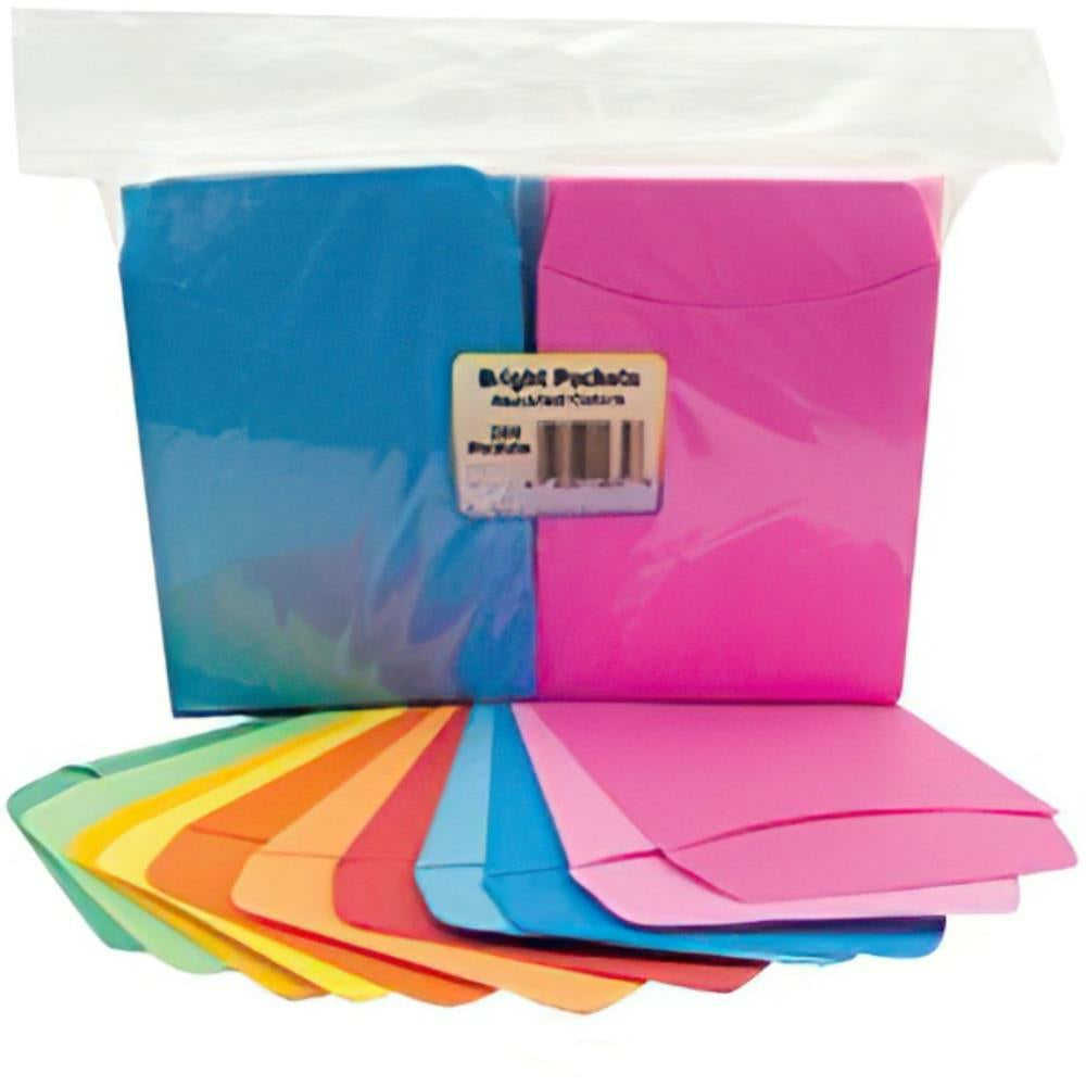 Hygloss Library Card Pockets Coloured - 300 Pack