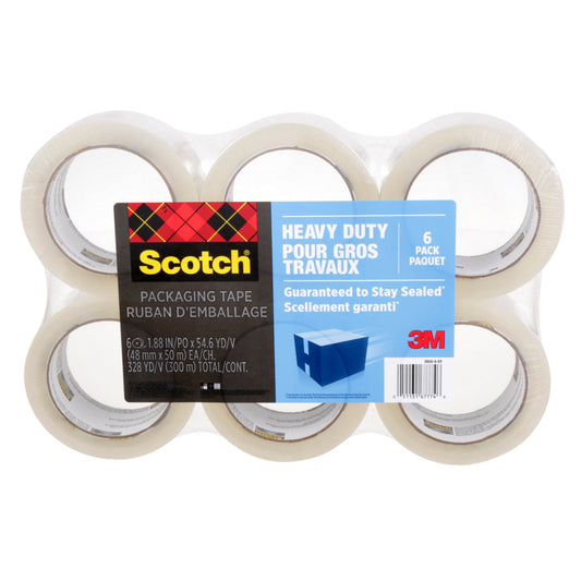 Scotch Heavy Duty Shipping Tape 1.88" x 54.6 Yds., 6 Pack (3850-6-ESF)