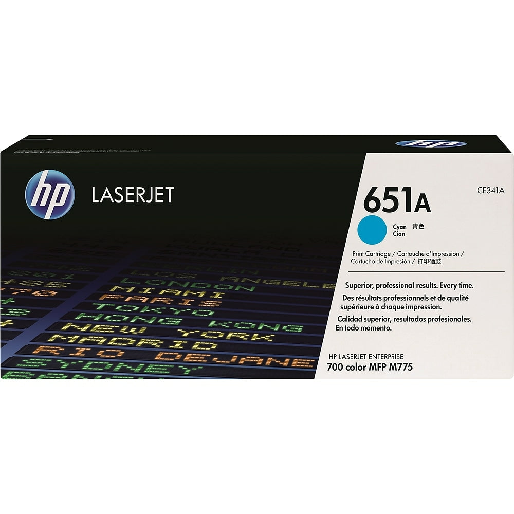 Cartouche de toner LaserJet cyan d'origine HP 651A (CE341A)