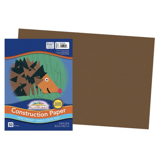 Papier de construction SunWorks, brun foncé, 30,5 cm x 45,7 cm, 50 feuilles/paquet.