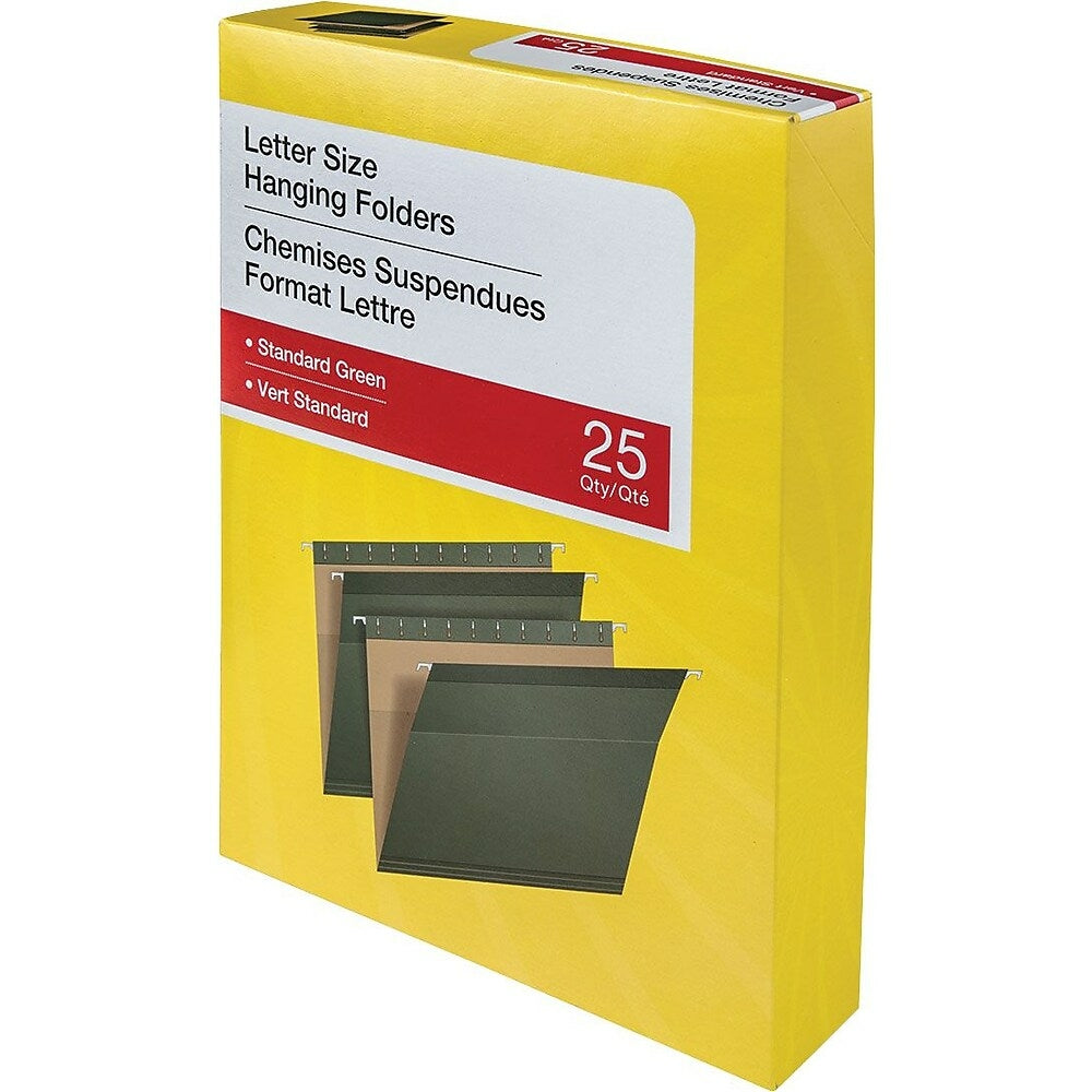 Chemises suspendues vertes standard Staples - Format lettre - Paquet de 25
