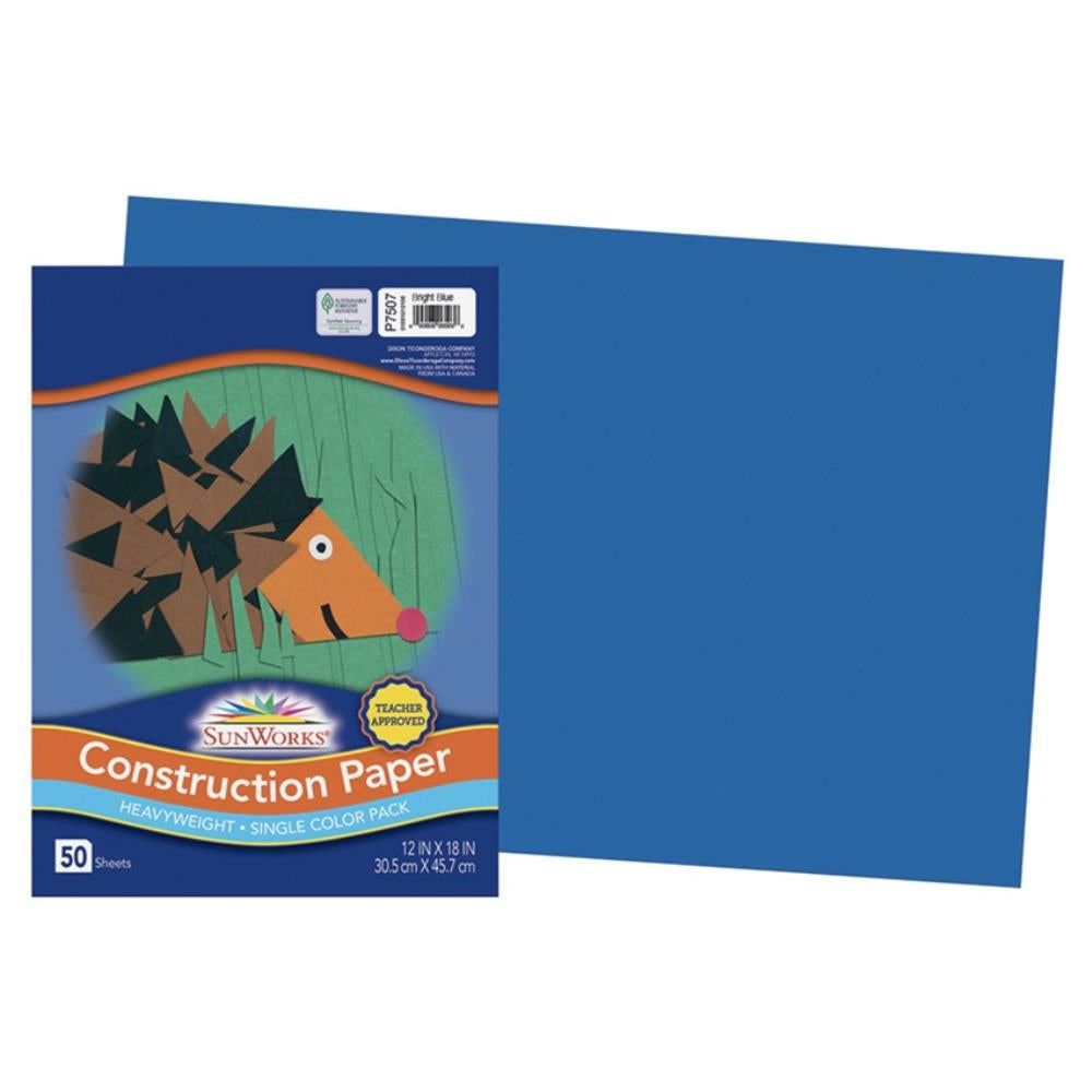 Sunworks Construction Paper 12" x 18" 50/pkg Bright Blue
