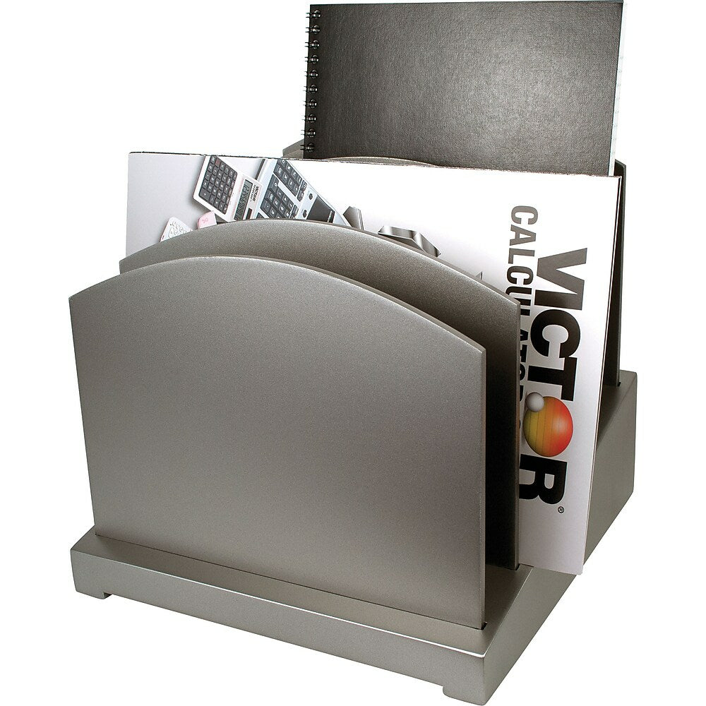 Victor Wood Incline File Desk Organizer - Classic Silver (S8601)