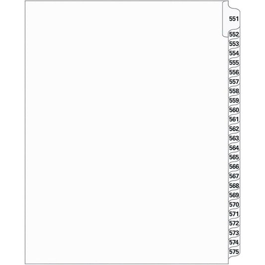 Supreme Litigation Tabs 25th Cut Numeric Set 11" White #551-575