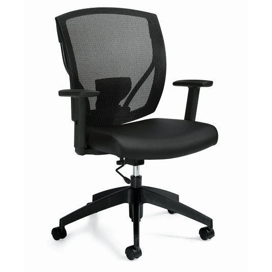 Global Ibex Mesh Back Task Chair with Height Adjustable Arms and Seat Depth - Black
