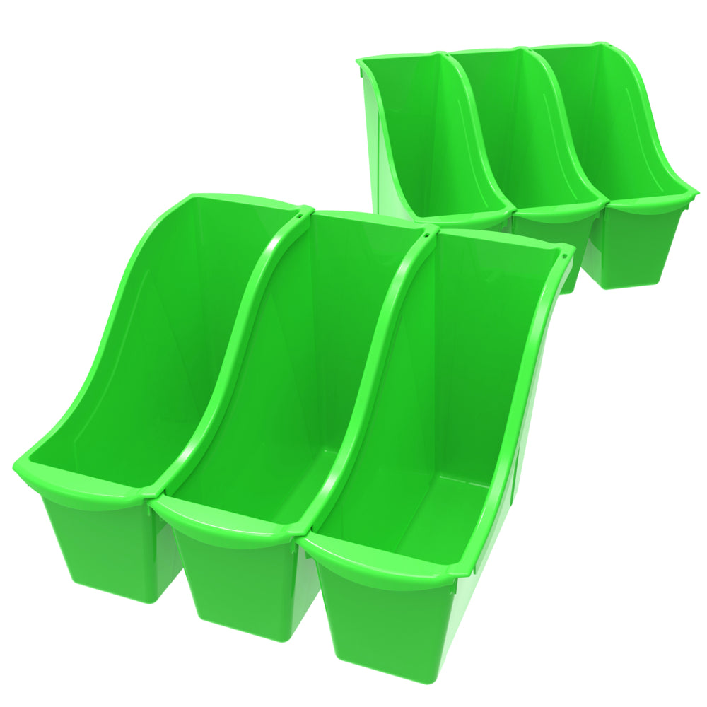 Storex Small Book Bin - Green - 6 Pack