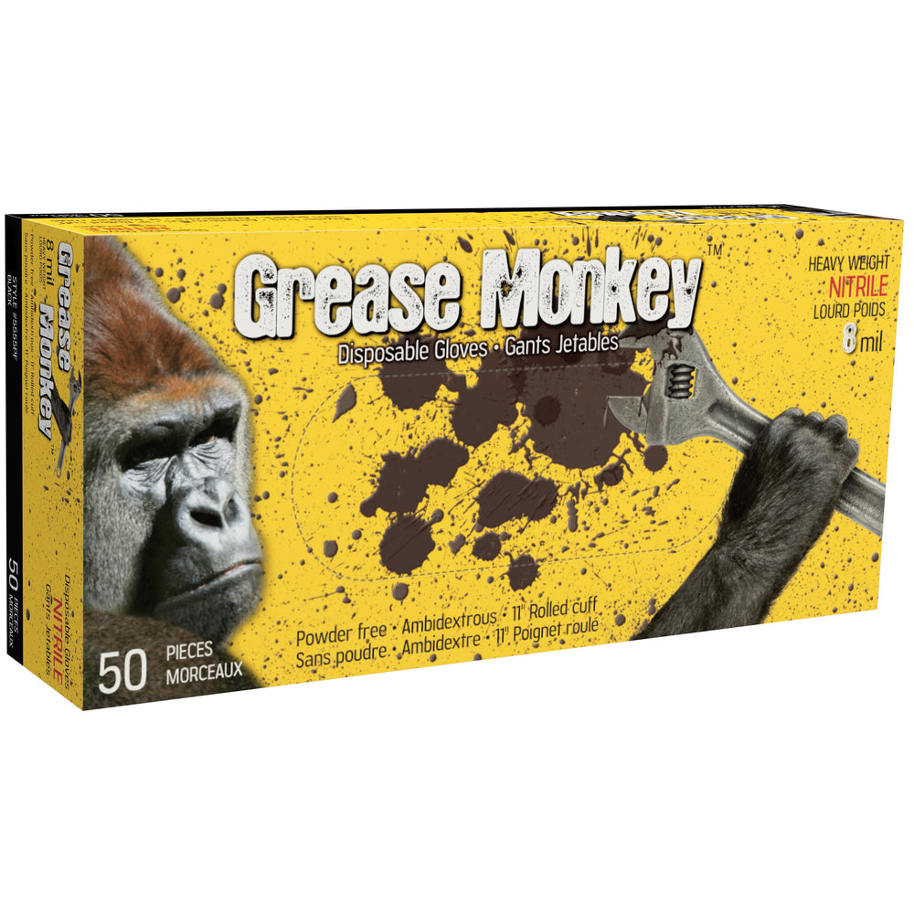Gants jetables Grease Monkey 8 mil – Noir – XL – Paquet de 50