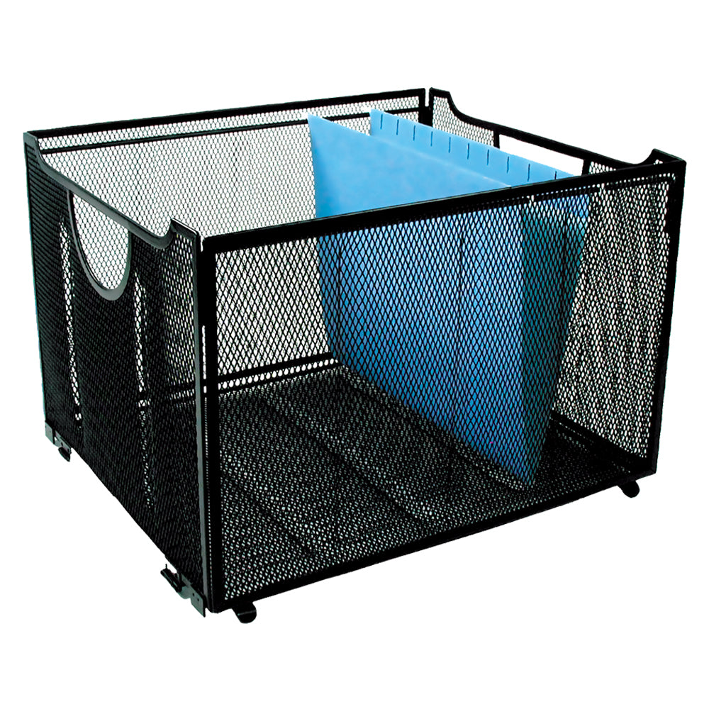 Caisse pliable en maille Winnable pour dossiers suspendus, noire, format lettre/légal, 38,1 x 33 x 24,5 cm