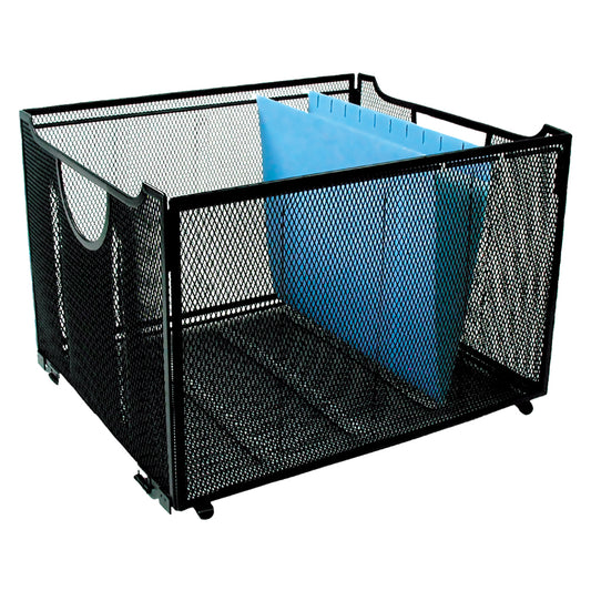 Caisse pliable en maille Winnable pour dossiers suspendus, noire, format lettre/légal, 38,1 x 33 x 24,5 cm