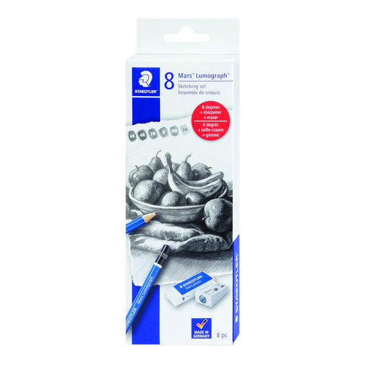 Staedtler Mars Lumograph Sketching Set - 100% PEFC - 8 Pack