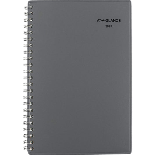 AT-A-GLANCE 2025 Traditional Weekly/Monthly Planner - 8" H x 5" W - Grey - Bilingual