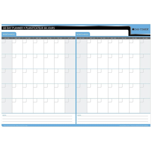 Day-Timer Undated Flexible Erasable 30/60-Day Wall Planner - 17" x 24" - Bilingual