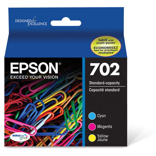 Epson T702 Ultra Ink - Standard Yield - Cyan/Magenta/Yellow - 3 Pack
