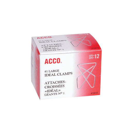 Pinces papillon ACCO Ideal Steel pour papier - n° 1 - Argent - Paquet de 12