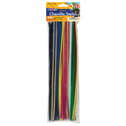 Tiges de chenille Creativity Street, couleurs assorties, 30,5 cm x 4 mm, paquet de 100