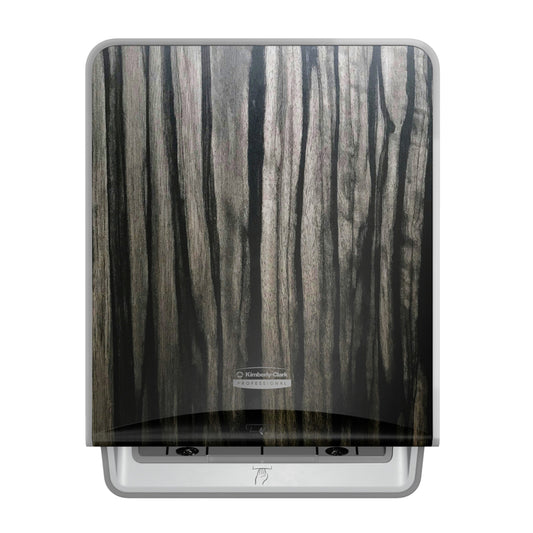 Kimberly-Clark Professional ICON Automatic Hard Roll Towel Dispenser - 16.53" x 12.41" x 10.19" - with Ebony Woodgrain Design Faceplate