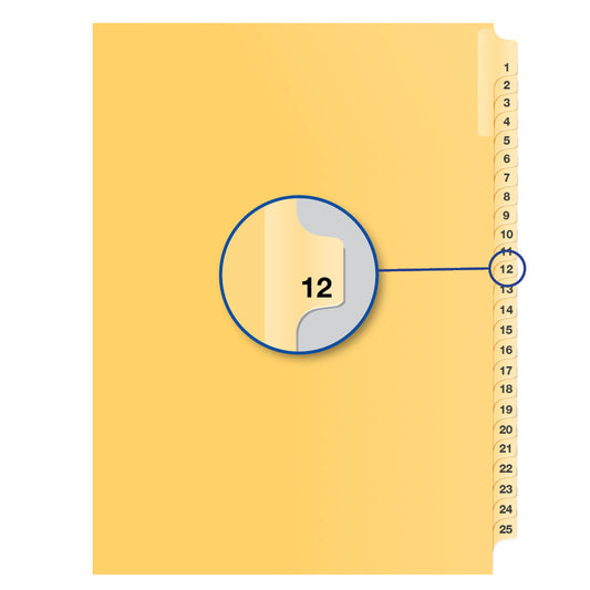 Legal Exhibit Dividers Buff #12 Letter Size, Pack of 25