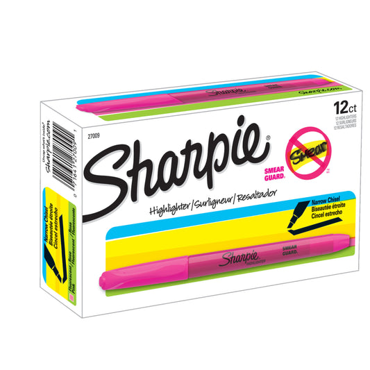 Sharpie Chisel Tip Pocket-Style Highlighters - Pink - 12 Pack