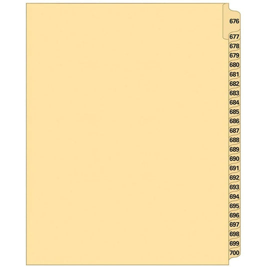 Supreme Litigation Tabs 25th Cut Numeric Set 11" Buff #676-700