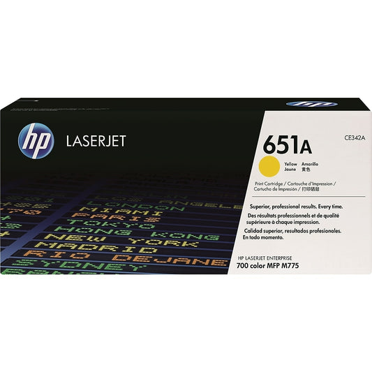 Cartouche de toner LaserJet jaune d'origine HP 651A (CE342A)