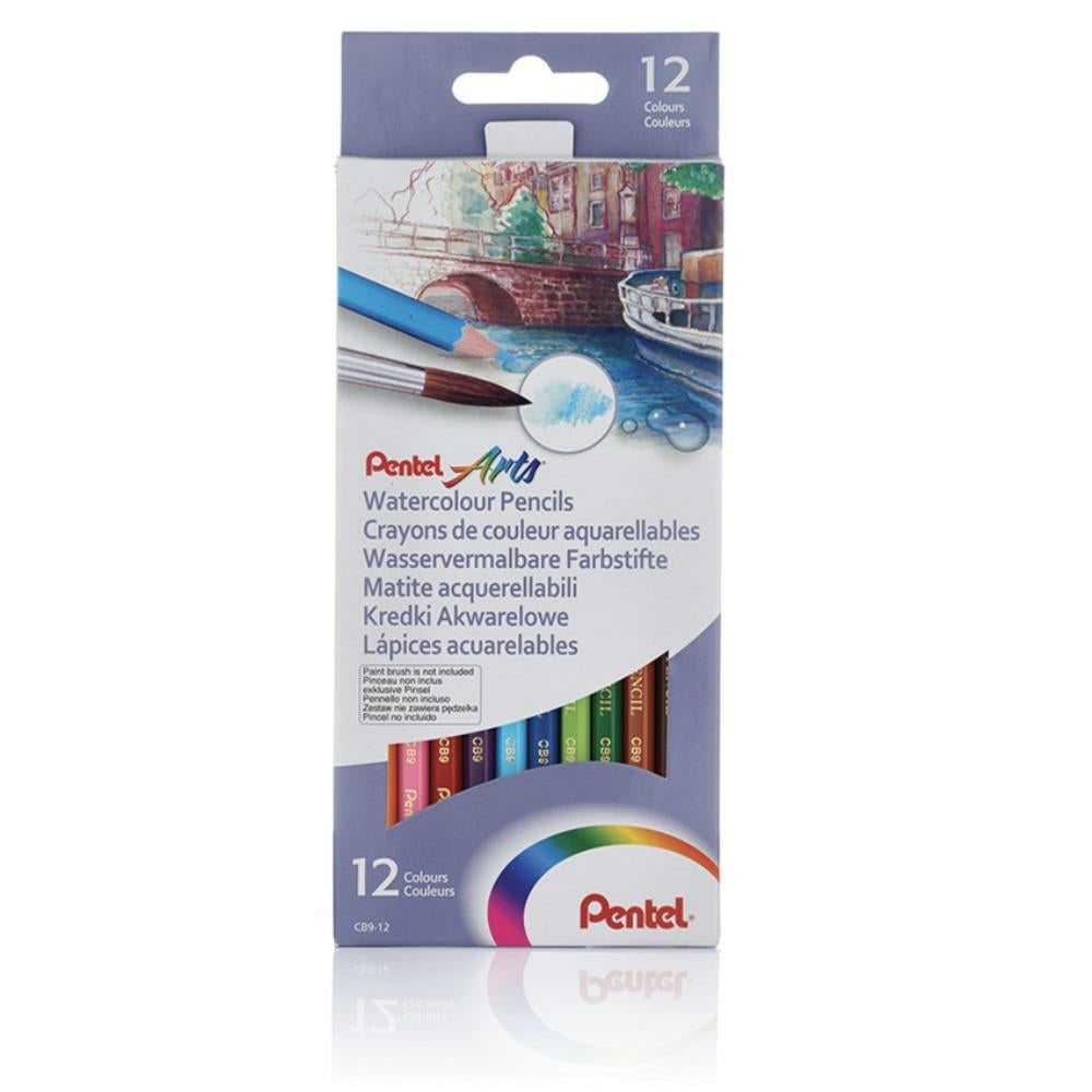 Pentel Arts WaterColour Pencil Set - 12 Assorted Colours