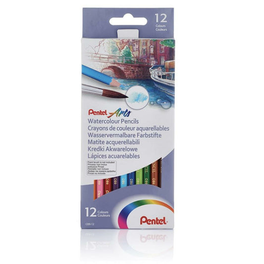 Pentel Arts WaterColour Pencil Set - 12 Assorted Colours