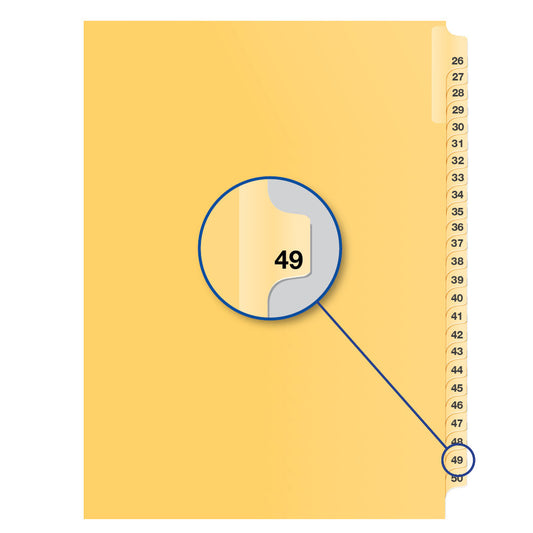 Legal Exhibit Dividers Buff #49 Letter Size, Pack of 25