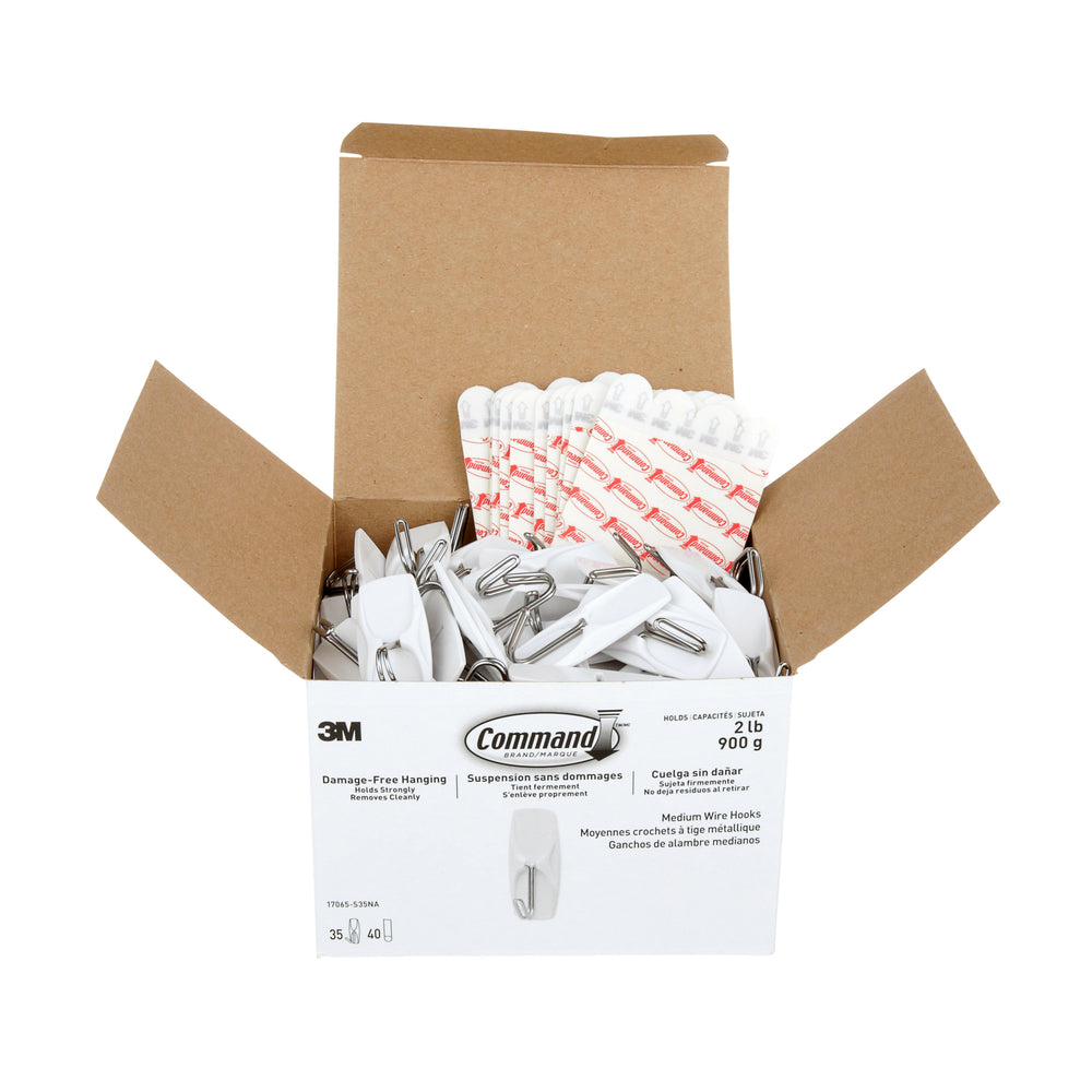 Lot de 35 crochets métalliques Command Medium - Blanc