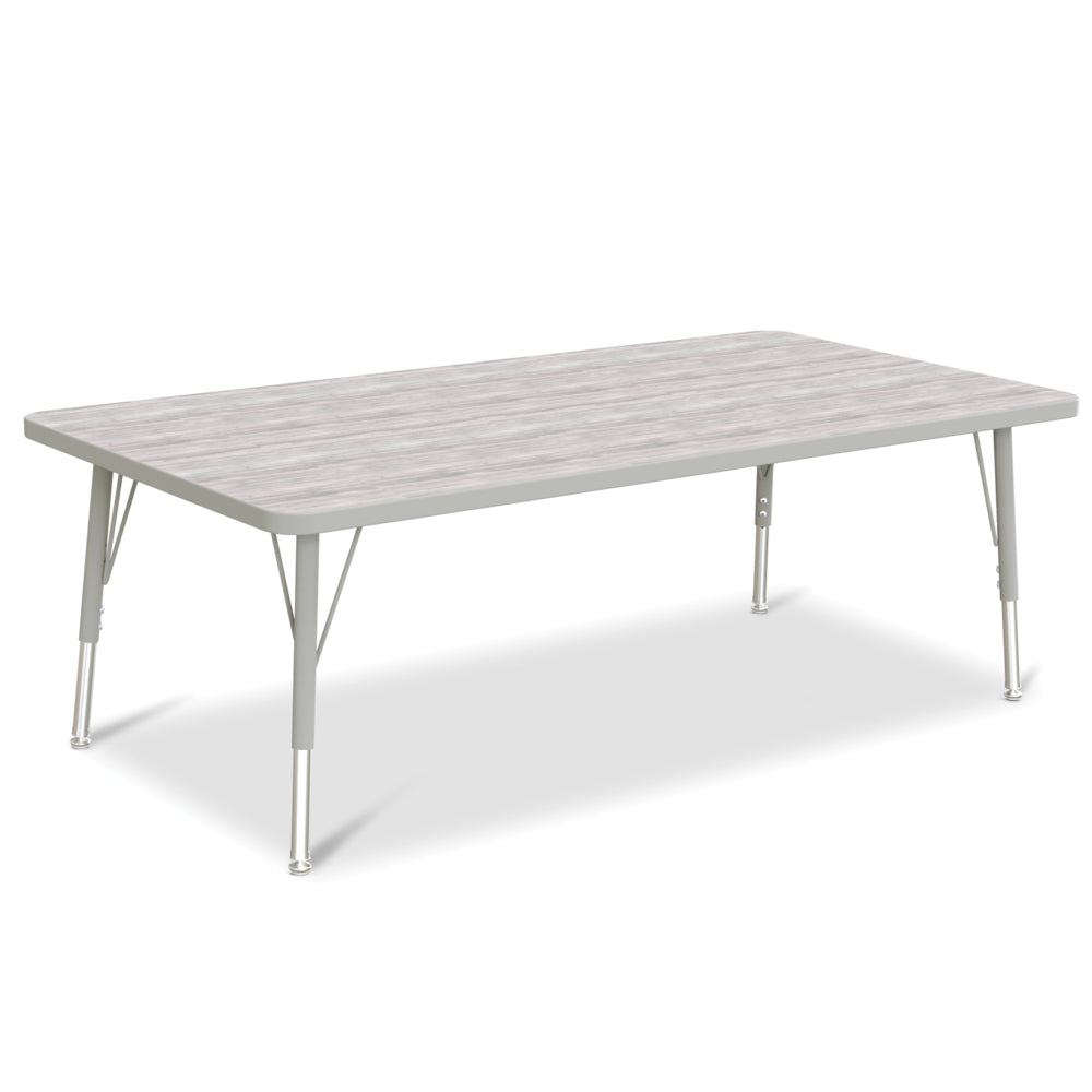 Table d'activités rectangulaire Jonti-Craft Berries - 30" x 60" - 15-24"H - Gris bois flotté/gris