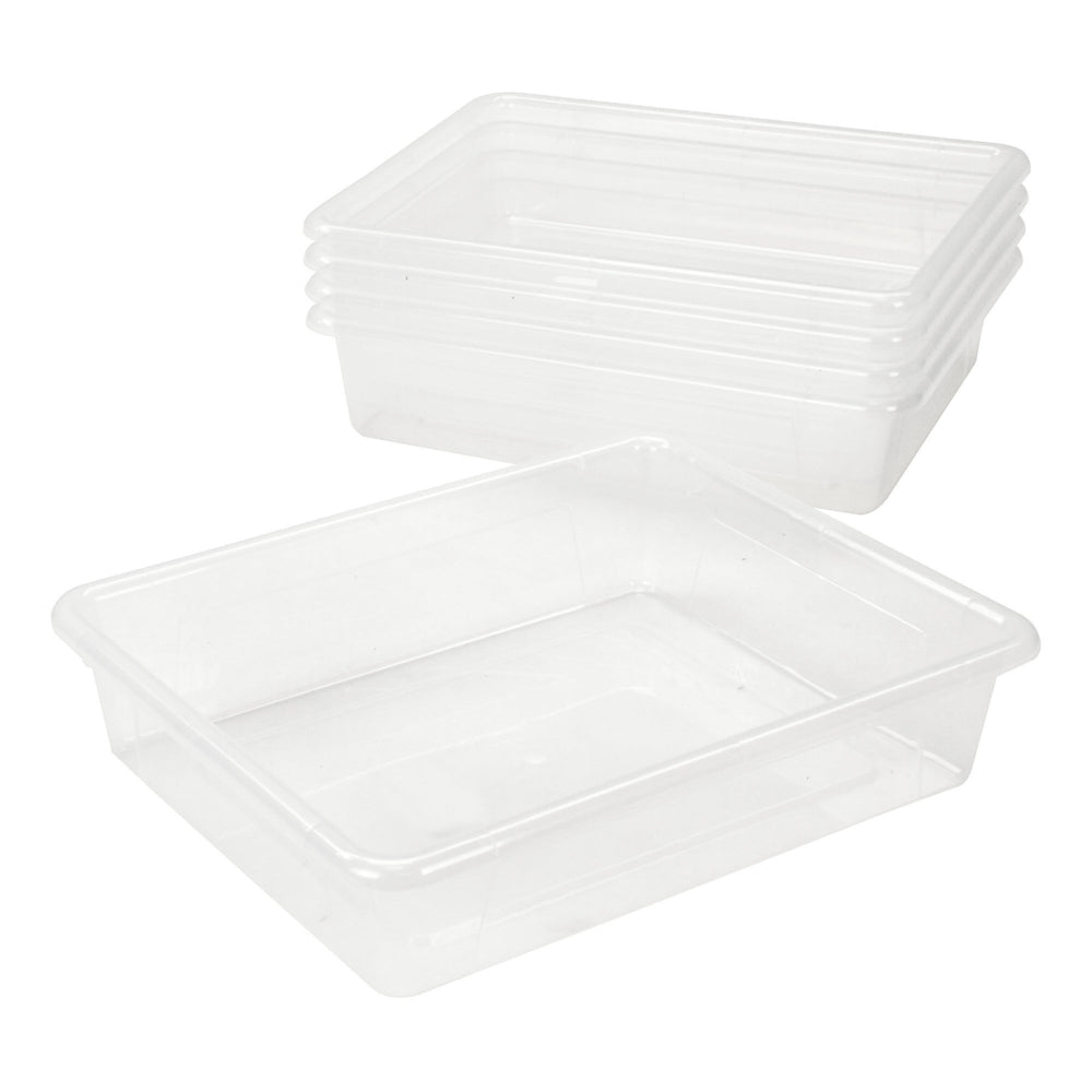 Storex Flat 3" H Stowaway Storage Tray - Clear