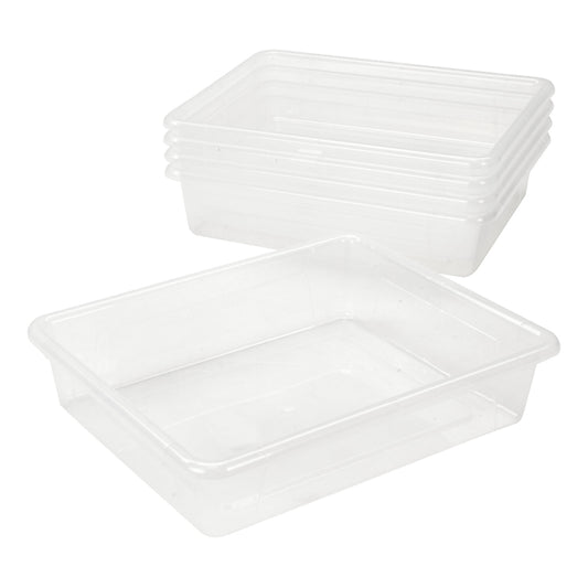 Storex Flat 3" H Stowaway Storage Tray - Clear