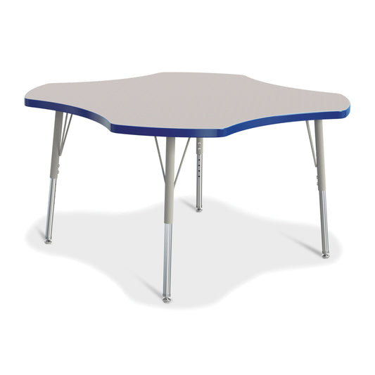 Jonti-Craft Berries Four Leaf Activity Table - 15-24"H - Freckled Grey/Blue