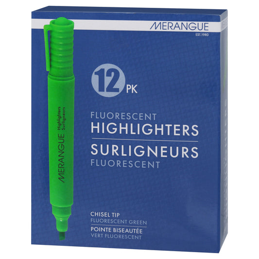 Merangue Chisel Tip Tank-Style Highlighters - Green - 12 Pack
