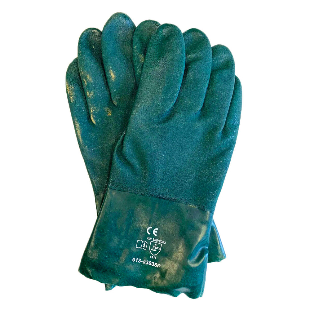 Forcefield Double-Dipped Premium PVC Coated Chemical Resistant Gloves - 12" - Green - 2 Pack