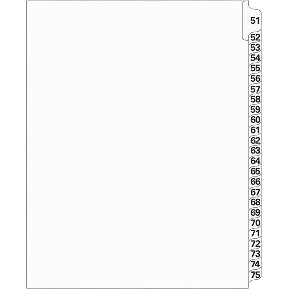 Supreme Litigation Tabs 25th Cut Numeric Set 11" White #51-75