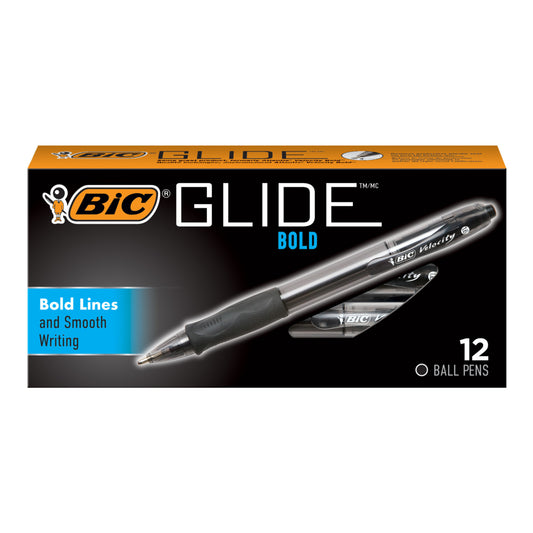BIC Glide Bold Ballpoint Pen Bold Point - 1.6mm - Black - 12 Pack