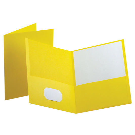Oxford Embossed Twin Pocket Portfolio - Yellow