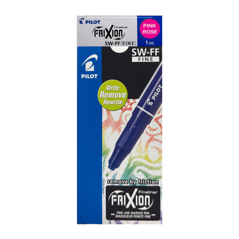 Pilot Frixion Fineliner Erasable Felt Tip Marker - Fine Tip - Pink - 12 Pack