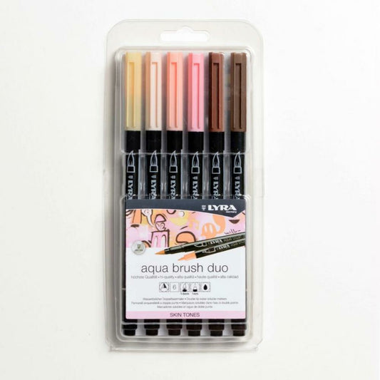LYRA Aqua Brush Duo, Set, Marqueurs hydrosolubles aux tons de peau assortis, 6