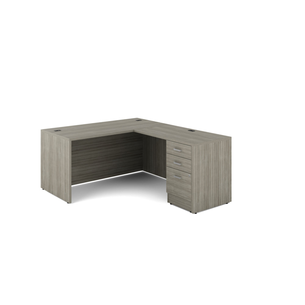 Offices to Go - Newland L-Shaped Workstation - 3 Drawer - 60" W x 72" D - Light Grey