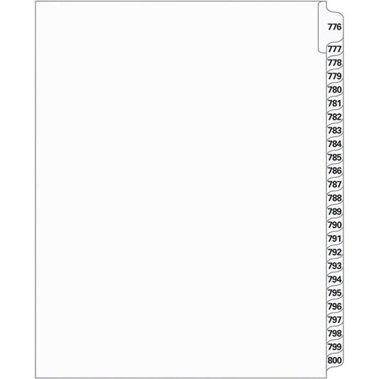 Supreme Litigation Tabs 25th Cut Numeric Set 11" White #776-800
