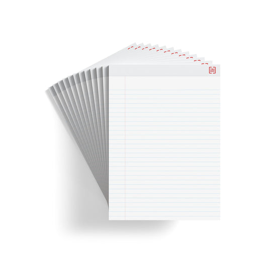 TRU RED Wide Ruled Notepad - 8.5" x 11.75" - White - 50 Sheets/Pad - 12 Pack