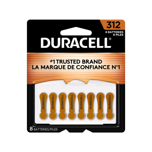 Piles auditives Duracell - Marron, taille 312 - Paquet de 8