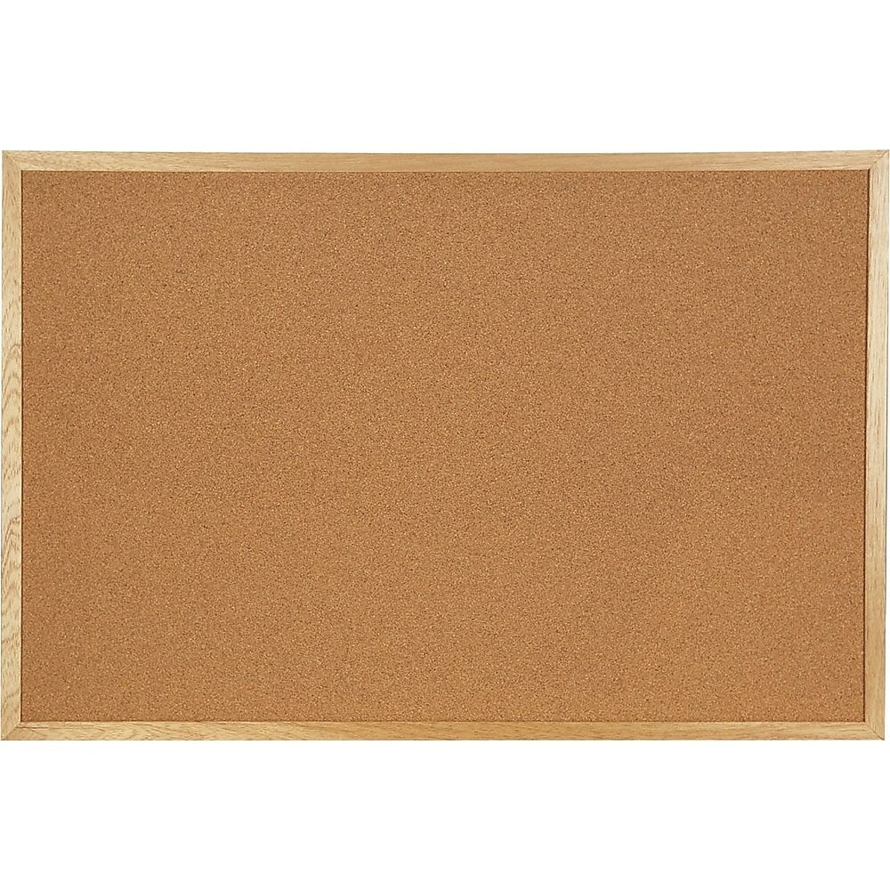 Staples Economy Bulletin Board with Oak Frame - 18" x 24"