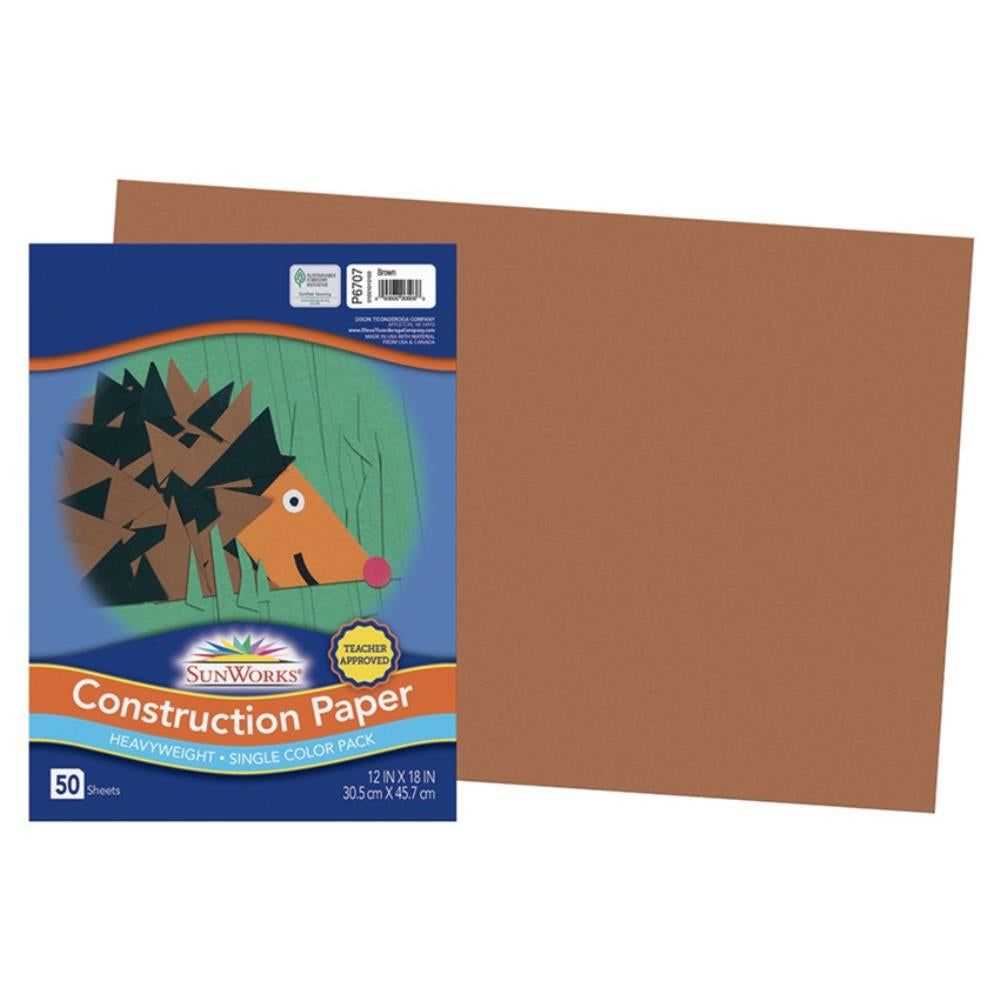 Papier de construction SunWorks, marron, 30,5 cm x 45,7 cm, 50 feuilles/paquet.