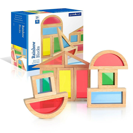 Guidecraft G3015 Ensemble de blocs arc-en-ciel, 10 pièces, différentes tailles, multicolore