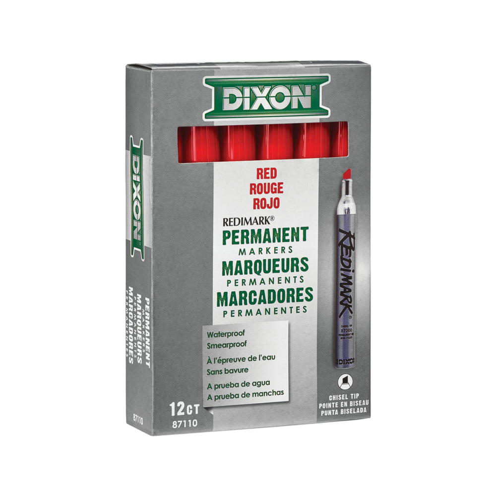 Dixon Industrial Permanent Markers - Red - 12 Pack