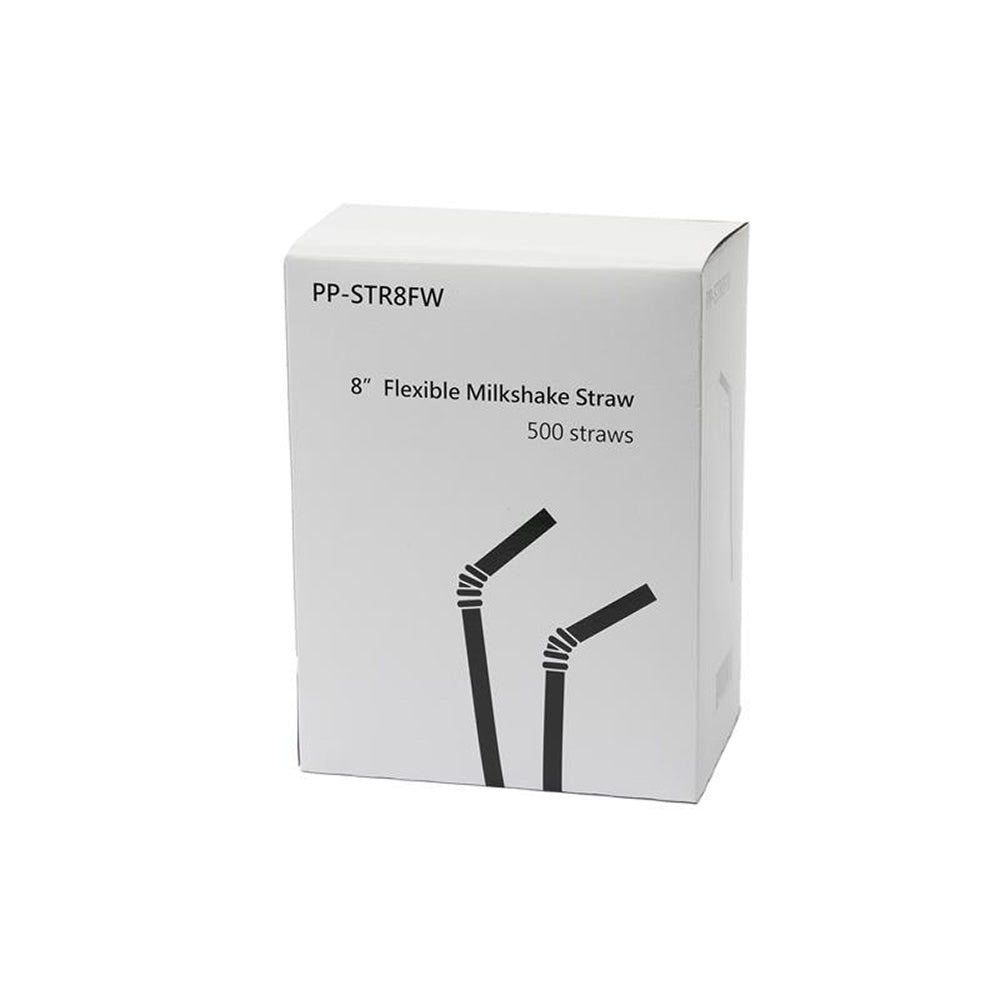 Eco-Packaging 8" Wrapped Flexible Straws - Clear - 12 Packs of 500